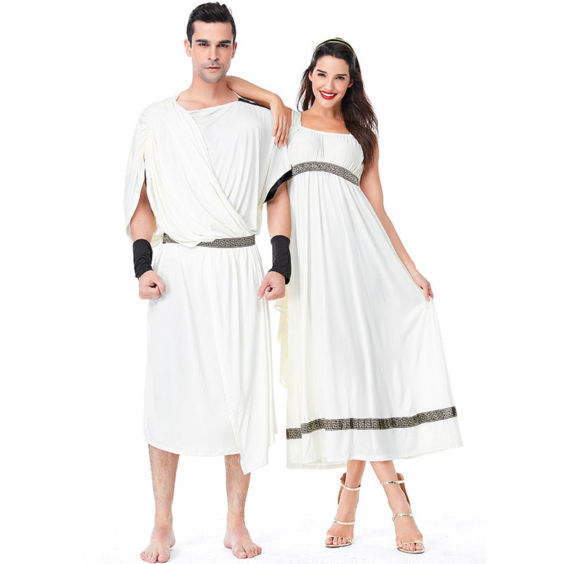 Adult Ancient Greek Myth Costume for Women and Men Greeck Zeus Toga Goddess Cosplay Outfit Set
