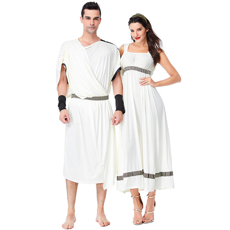 Adult Ancient Greek Myth Costume for Women and Men Greeck Zeus Toga Goddess Cosplay Outfit Set