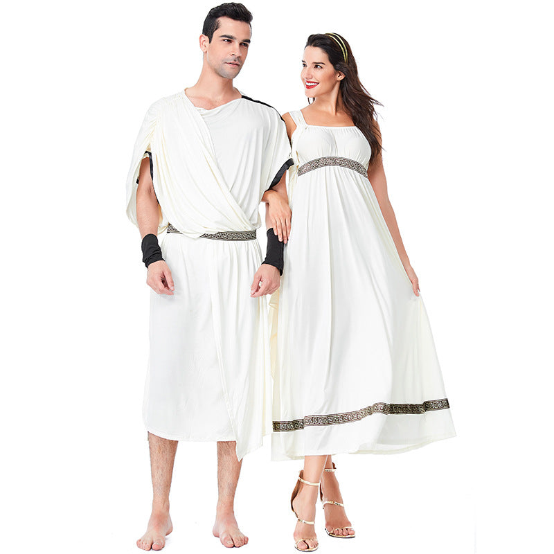Adult Ancient Greek Myth Costume for Women and Men Greeck Zeus Toga Goddess Cosplay Outfit Set