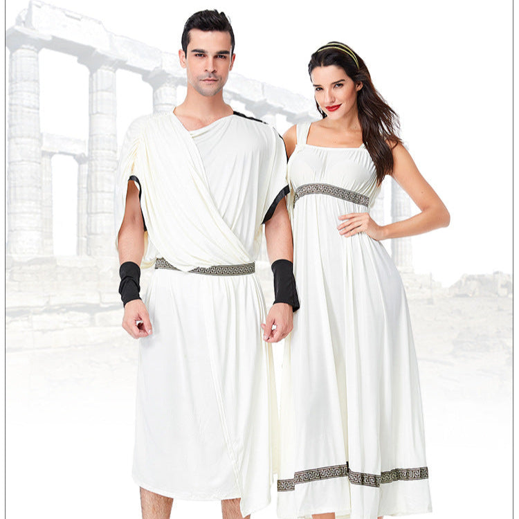 Adult Ancient Greek Myth Costume for Women and Men Greeck Zeus Toga Goddess Cosplay Outfit Set