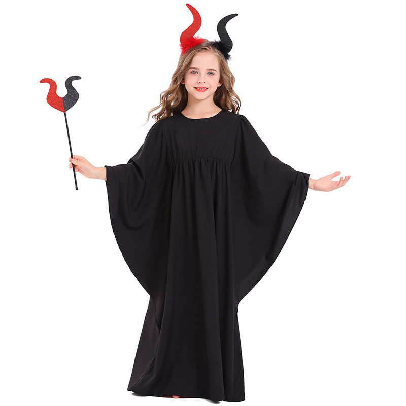Mädchen Halloween Engel Teufel Umhang Cape Set Zweifarbige Kleider