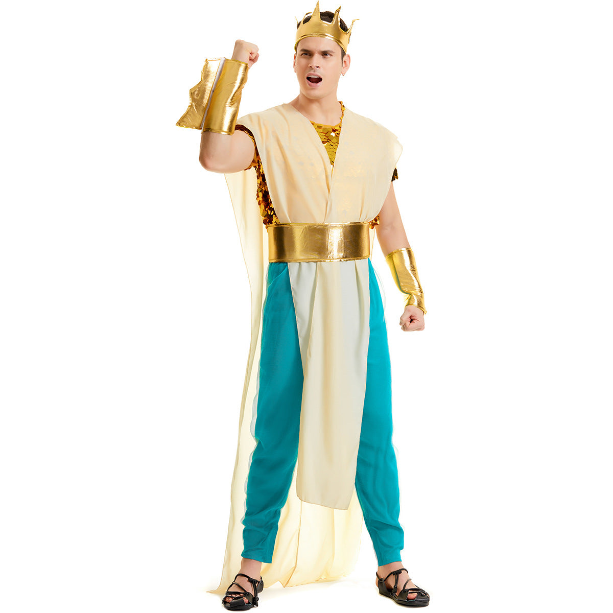 Neptune King Sea Siren Mermaid Queen Costume for Men and Women