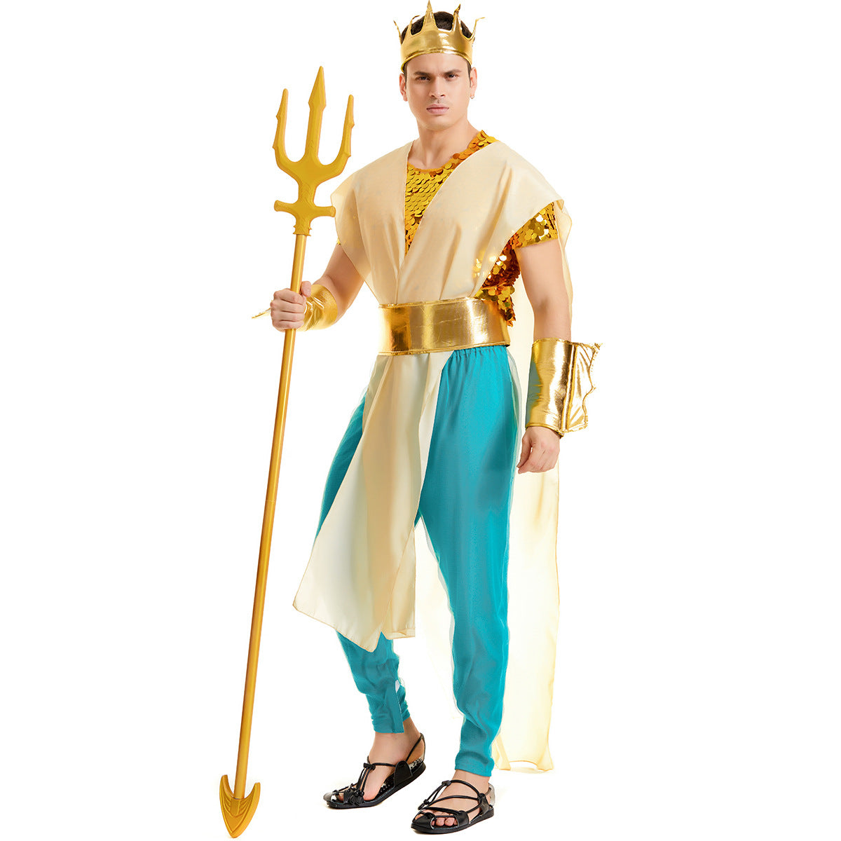 Neptune King Sea Siren Mermaid Queen Costume for Men and Women