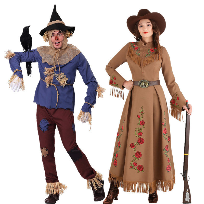 Adult Scarecrow Costume for Women and Men Party Halloween Cosplay Outfit Set