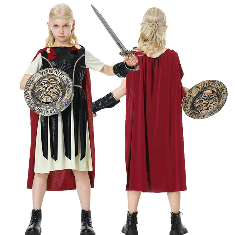 Ancient Roman Warrior Soldier Gladiator Costumes for Girls Boys Men