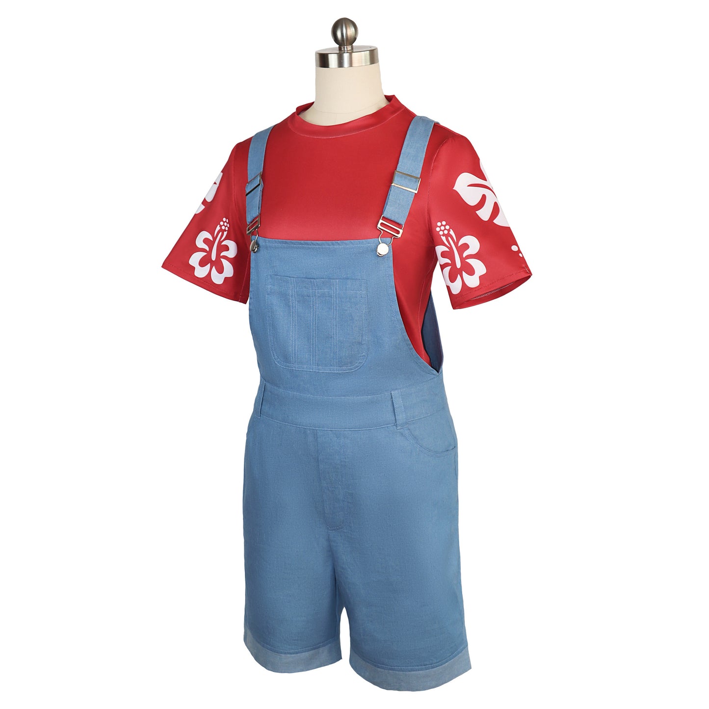 Girls Lilo Pelekai Costume Leaf Print T-Shirt and Overall Shorts Outfit Set