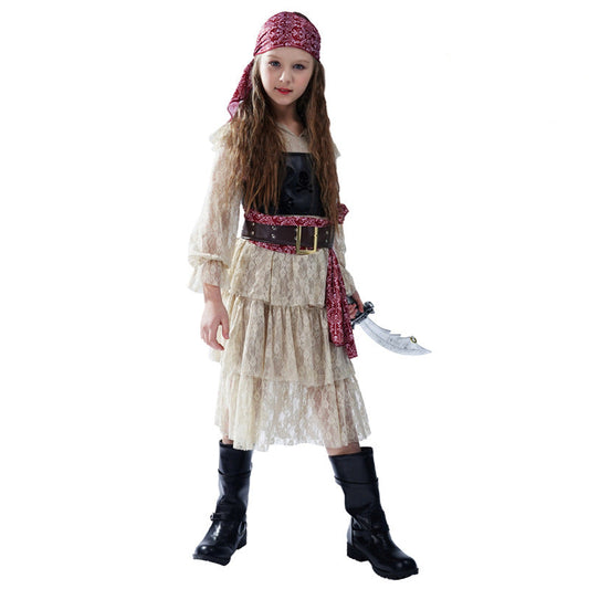 Girls Posh Pirate Costume Cavalier Buccaneer Princess Party Dress