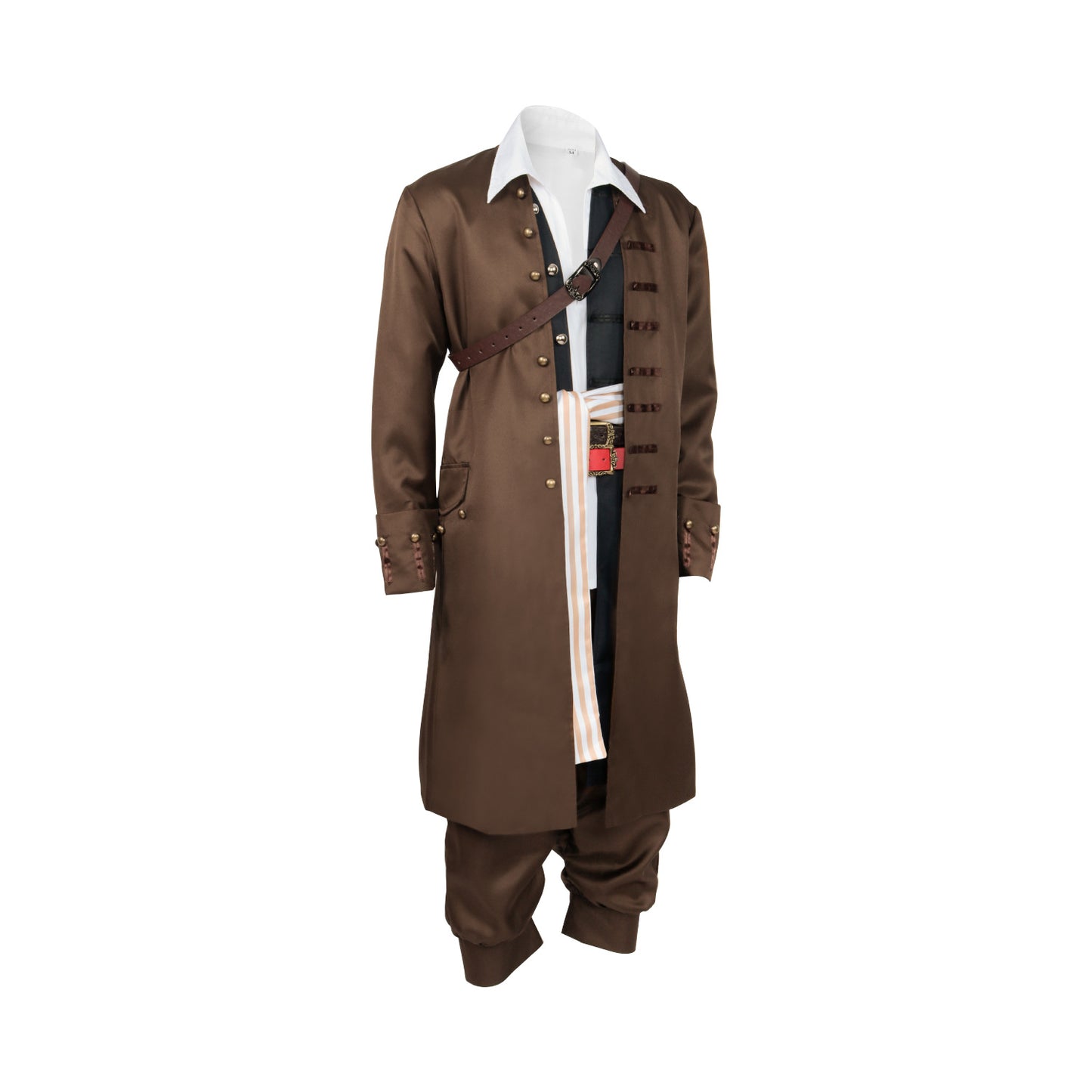 Mens Pirates Cosplay Costume Pirate Jack Outfit Coat with Belt Cosplay Props Halloween