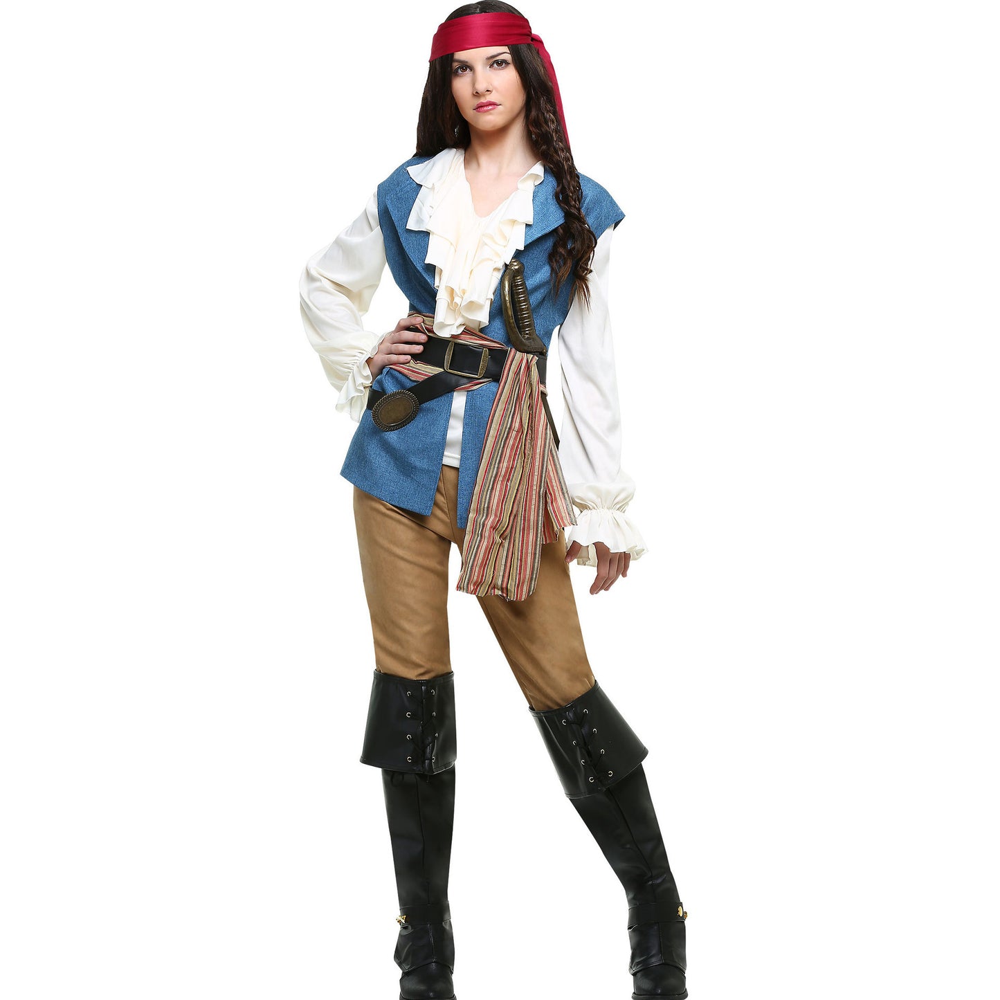 Adult Pirates of The Caribbean Captain Jack Sparrow Costume for Men and Women