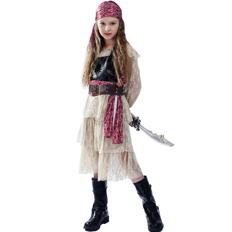 Girls Posh Pirate Costume Cavalier Buccaneer Princess Party Dress