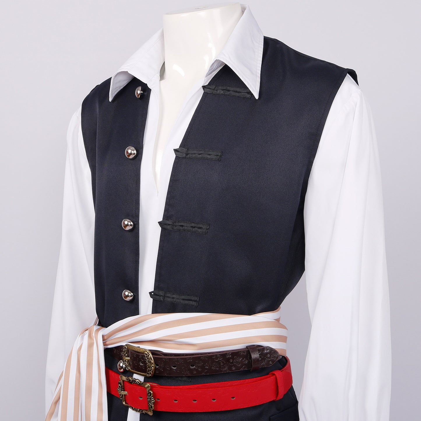 Mens Pirates Cosplay Costume Pirate Jack Outfit Coat with Belt Cosplay Props Halloween