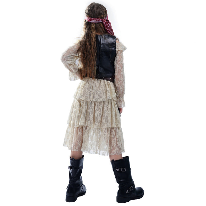 Girls Posh Pirate Costume Cavalier Buccaneer Princess Party Dress