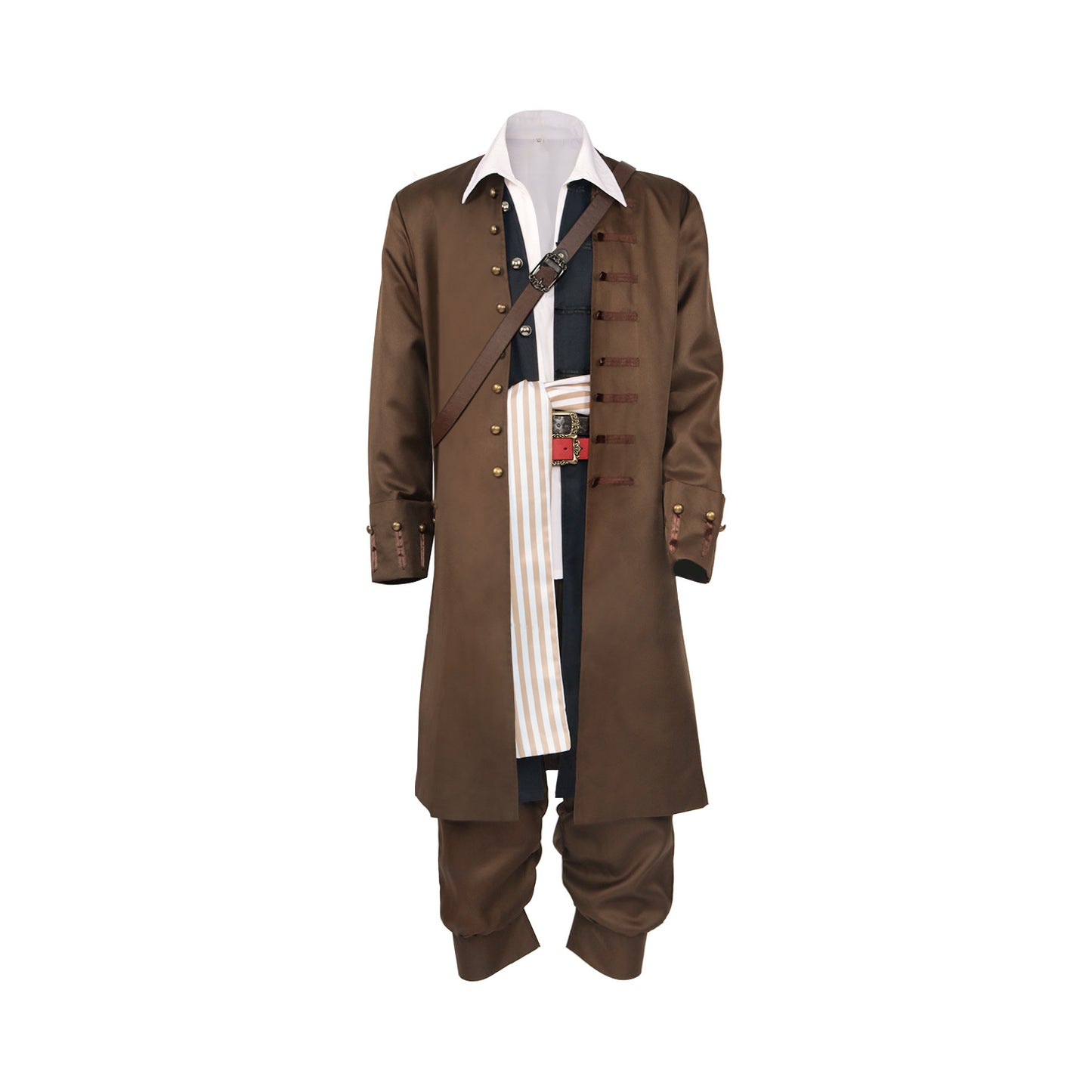 Mens Pirates Cosplay Costume Pirate Jack Outfit Coat with Belt Cosplay Props Halloween