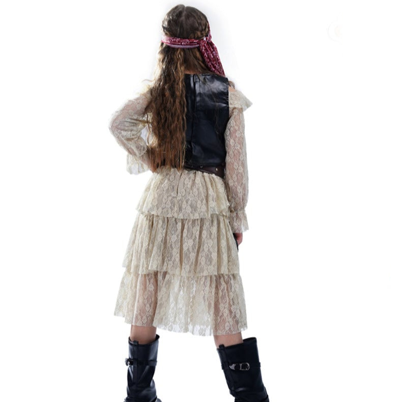 Girls Posh Pirate Costume Cavalier Buccaneer Princess Party Dress