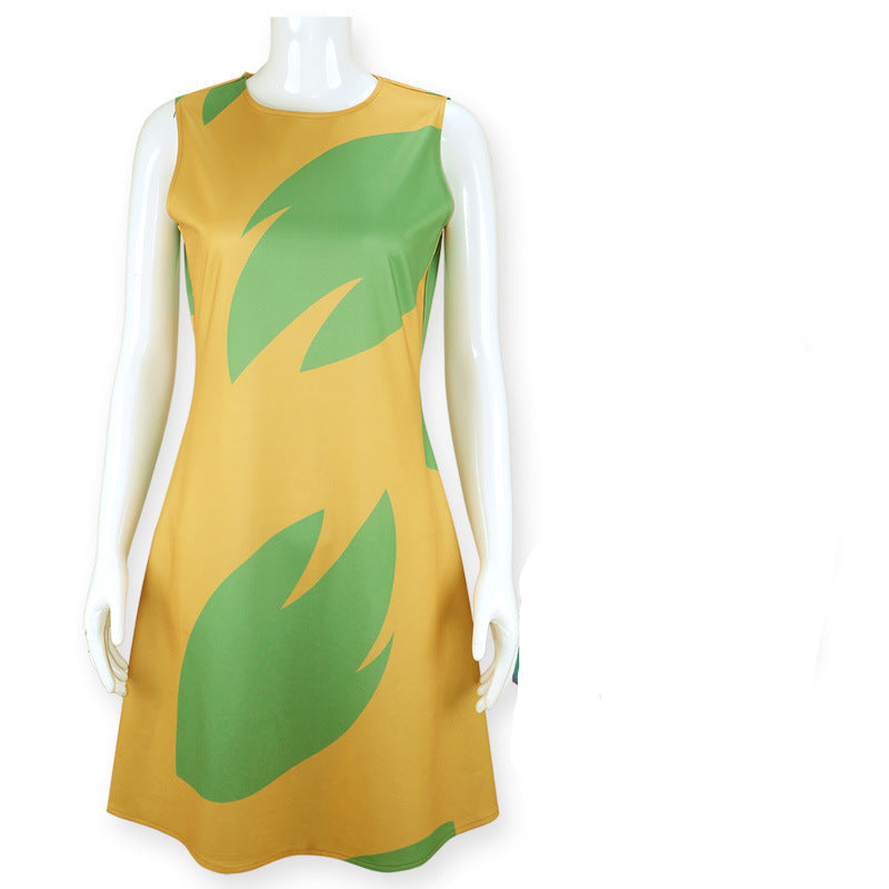 Girls Red Princess Leaf Lilo Dress Short Sleeve Hawaiian Costume for Girls Birthday Outfit Halloween Party Wear