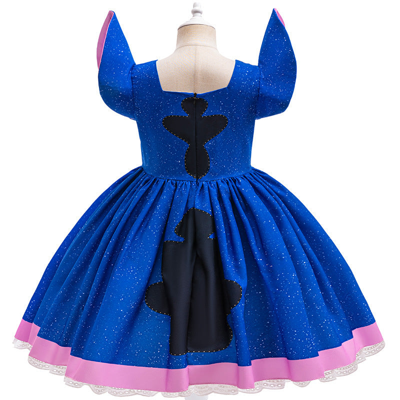 Girls Stitch Cosplay Dress Toddler Summer Princess Blue Dress