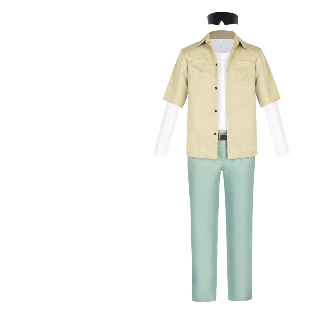 Mens JJK Satoru Gojo Cosplay Costume Casual Suit with Blindfold