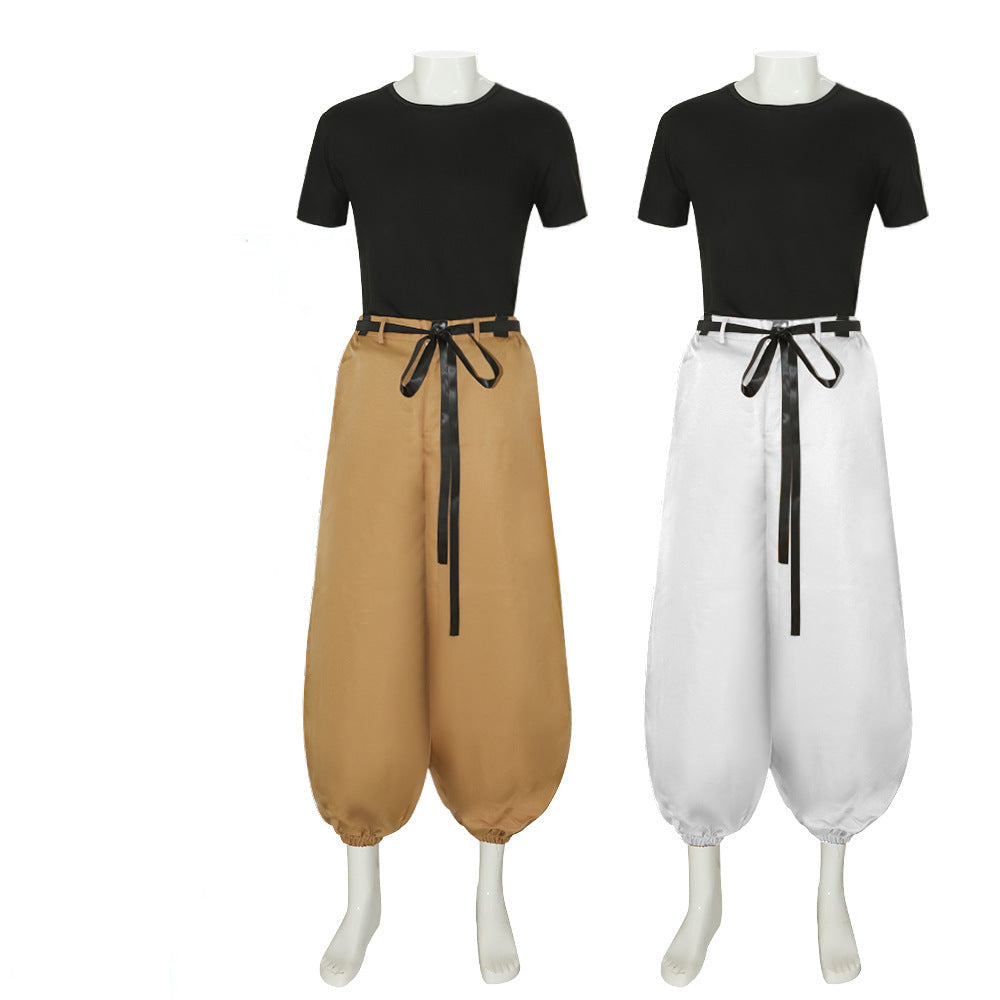 Mens Anime Touji Fushiguro Cosplay Costume Short Sleeve Top Pant Outfit Fushiguro Toji Cosplay Suit Halloween Costume