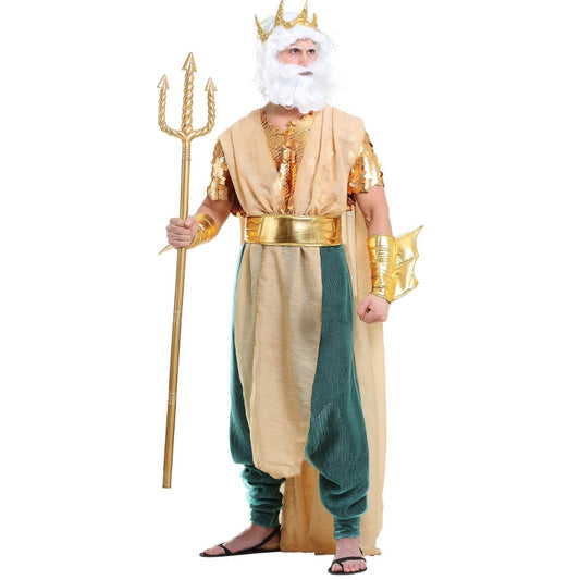Neptune King Sea Siren Mermaid Queen Costume for Men and Women