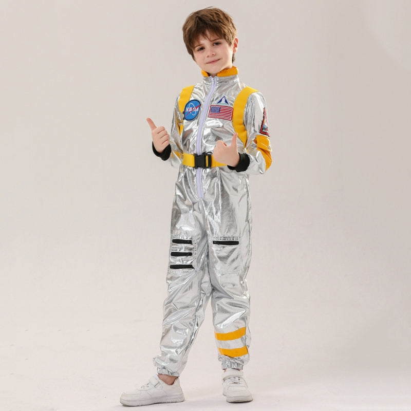 Weltraumpilot-Astronautenkostüm für Kinder und Erwachsene, Party, Halloween, Karneval, Outfit-Set
