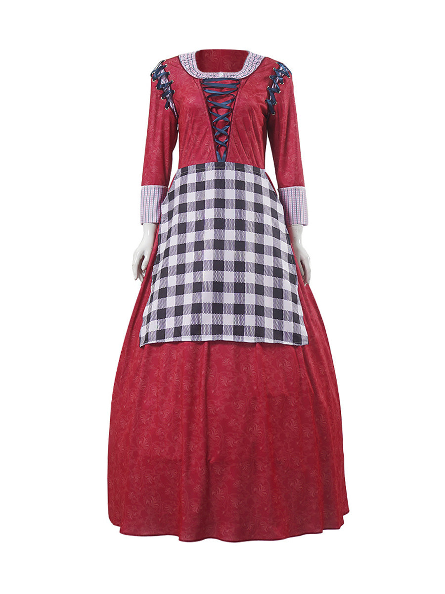 Adult Princess Dress Maid Maxi Dress with Apron Long Sleeve Party Outfit