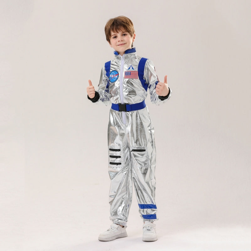 Weltraumpilot-Astronautenkostüm für Kinder und Erwachsene, Party, Halloween, Karneval, Outfit-Set