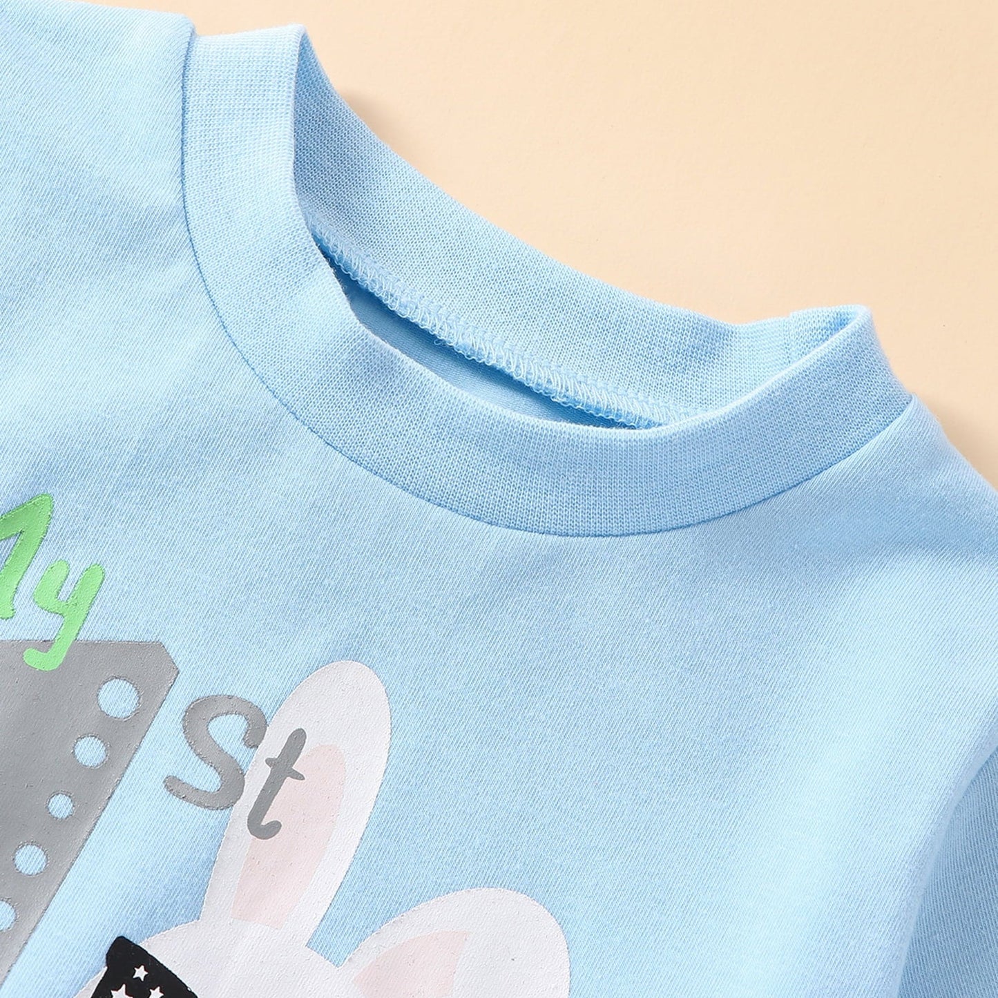 Osterkleidung für Babys Jungen – 2-teiliges T-Shirt- und Shorts-Set mit Hasen-Print (12M-4T)