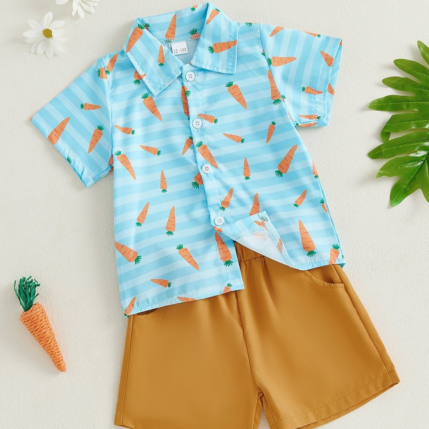 Kleinkinder-Osteroutfit – Hasen- und Karotten-Reversshirt für Jungen