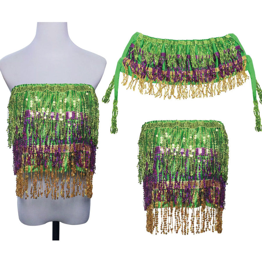 Musikfestival Fransen Pailletten Sexy Bauchnabel Damen Tops Kostüm