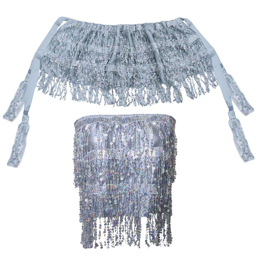 Musikfestival Fransen Pailletten Sexy Bauchnabel Damen Tops Kostüm