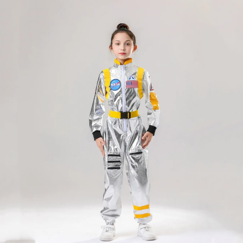 Weltraumpilot-Astronautenkostüm für Kinder und Erwachsene, Party, Halloween, Karneval, Outfit-Set
