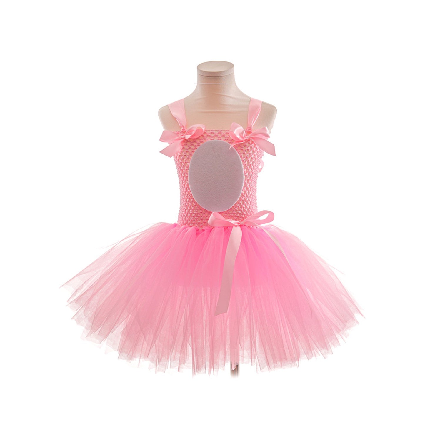 Sprifallbaby Osterhasen-Kostüm für Kinder, Mädchen, Tüll-Patchwork-Unterkleid, Stirnband, Halsband, Schwanz, für 1–12 Jahre