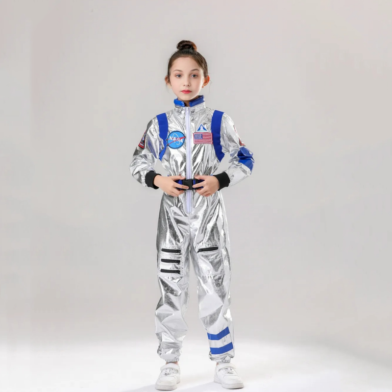 Weltraumpilot-Astronautenkostüm für Kinder und Erwachsene, Party, Halloween, Karneval, Outfit-Set