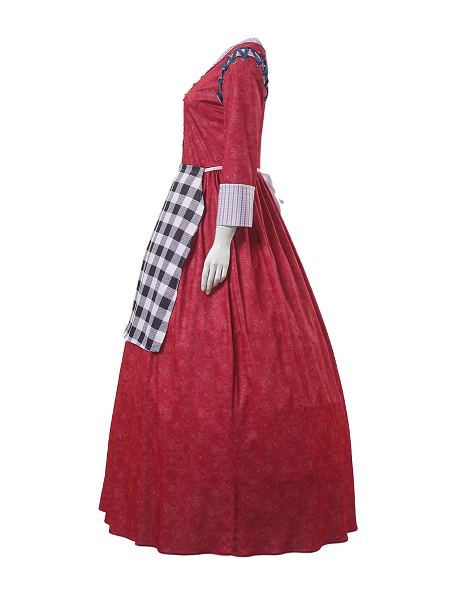 Adult Princess Dress Maid Maxi Dress with Apron Long Sleeve Party Outfit