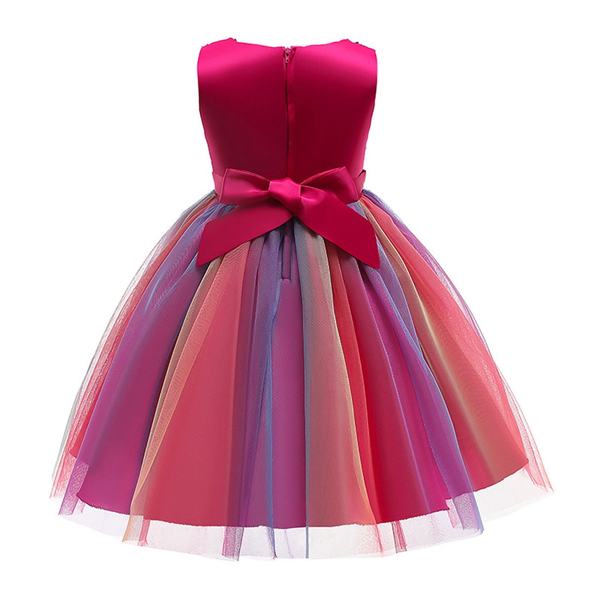 Paillettenkleid für Blumenmädchen zum Ostern – Regenbogen-Tutu-Prinzessinnen-Geburtstagsparty und Festzugskleid für Mädchen im Alter von 3–9 Jahren