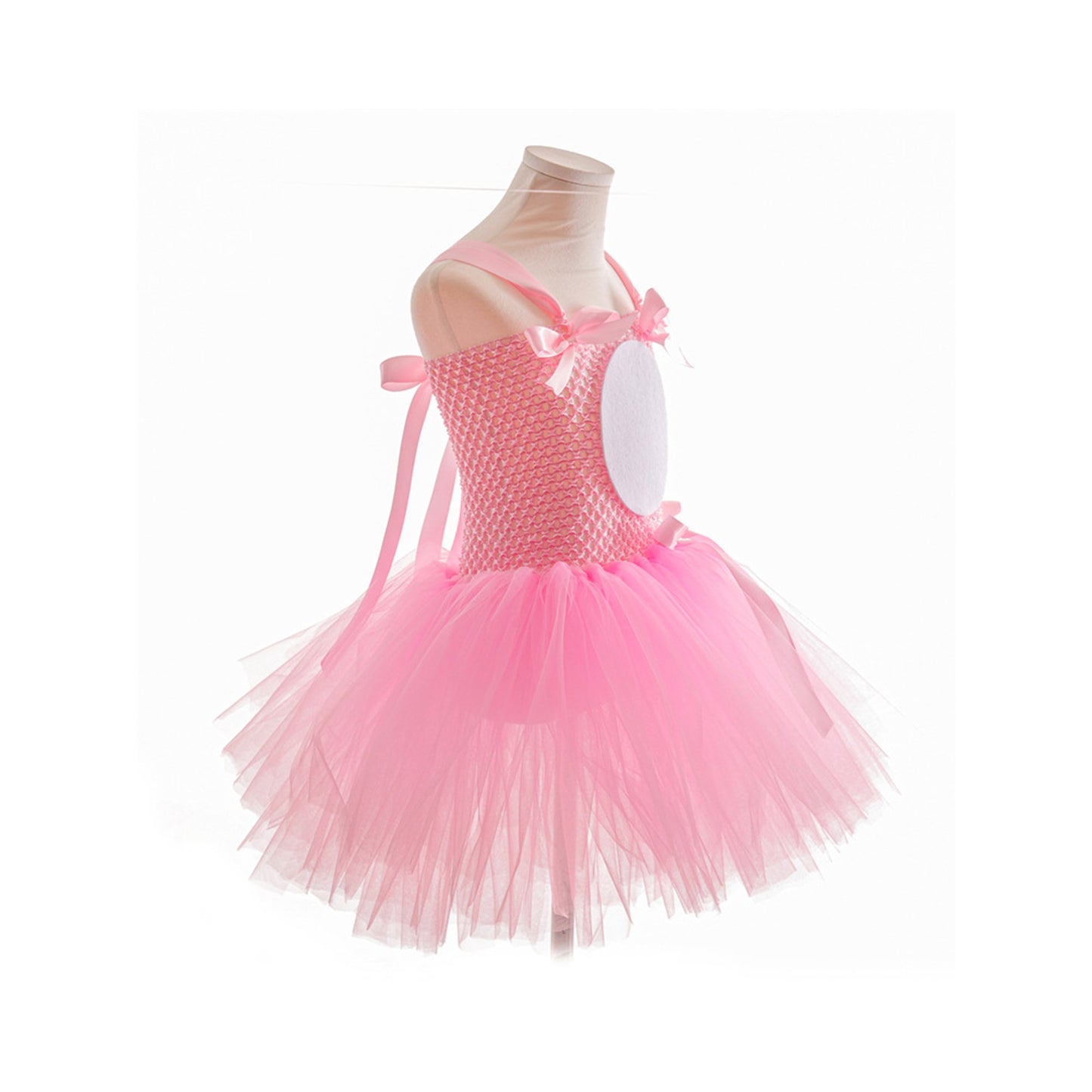 Sprifallbaby Osterhasen-Kostüm für Kinder, Mädchen, Tüll-Patchwork-Unterkleid, Stirnband, Halsband, Schwanz, für 1–12 Jahre