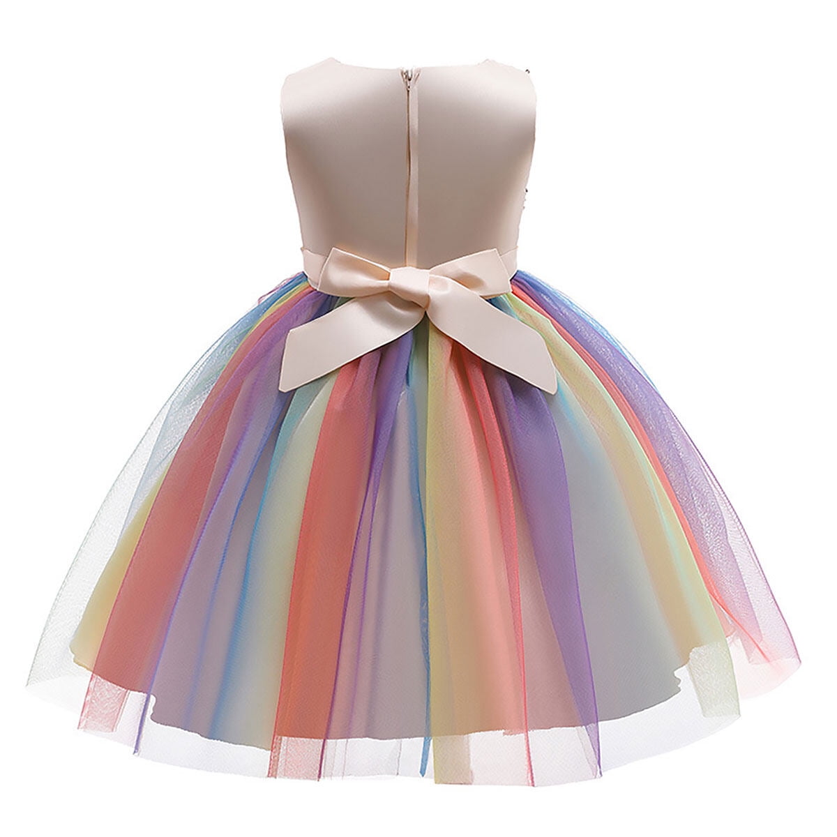 Paillettenkleid für Blumenmädchen zum Ostern – Regenbogen-Tutu-Prinzessinnen-Geburtstagsparty und Festzugskleid für Mädchen im Alter von 3–9 Jahren