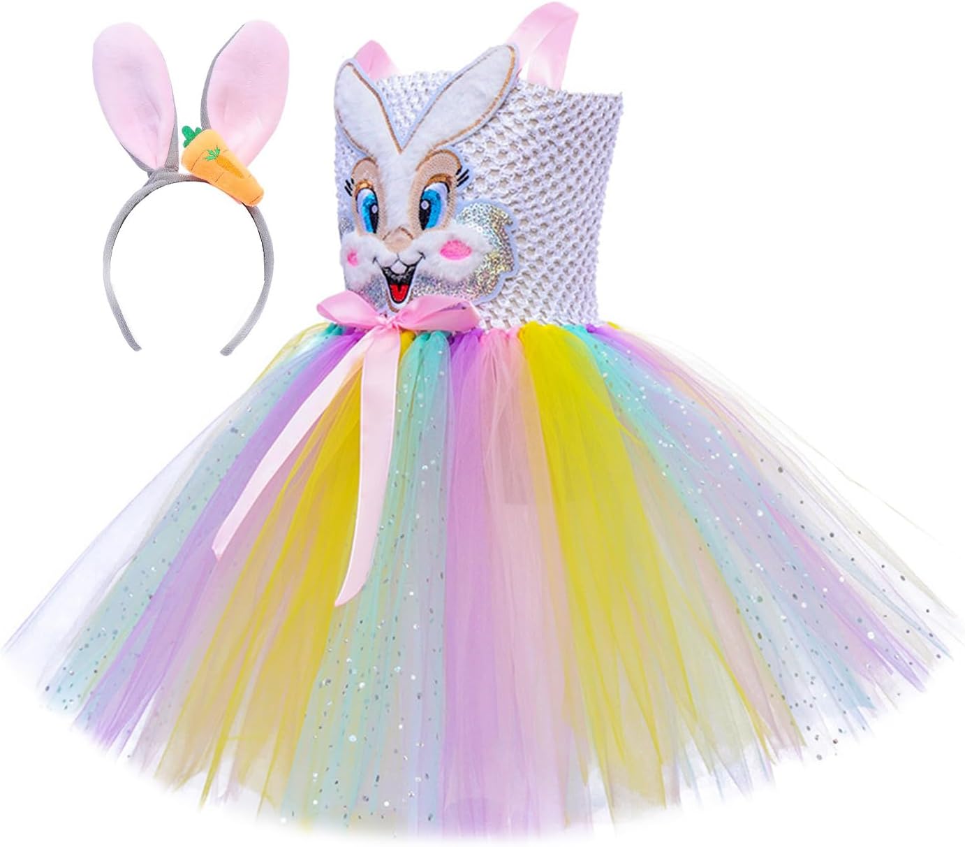 Fulenyi Osterhasenkostüm für Mädchen mit Stirnband – Halloween & Vorschul-Verkleidung