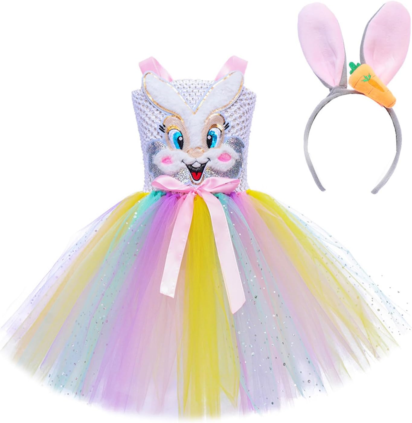 Fulenyi Osterhasenkostüm für Mädchen mit Stirnband – Halloween & Vorschul-Verkleidung