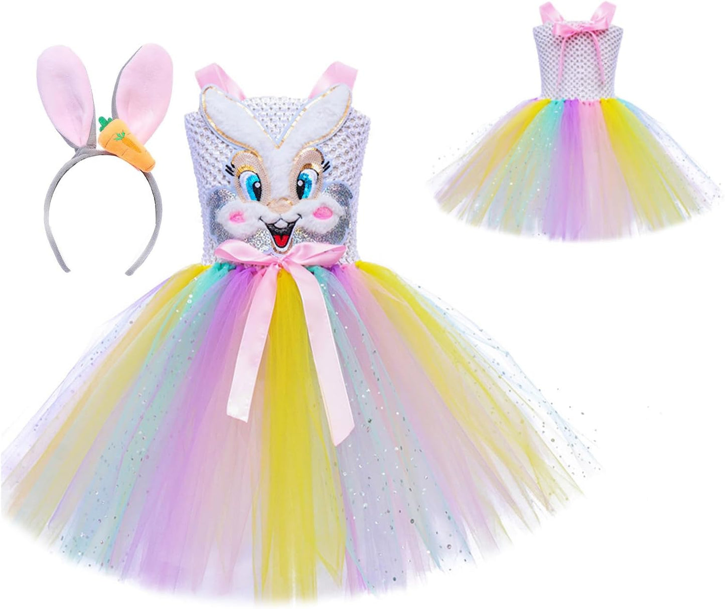 Fulenyi Osterhasenkostüm für Mädchen mit Stirnband – Halloween & Vorschul-Verkleidung