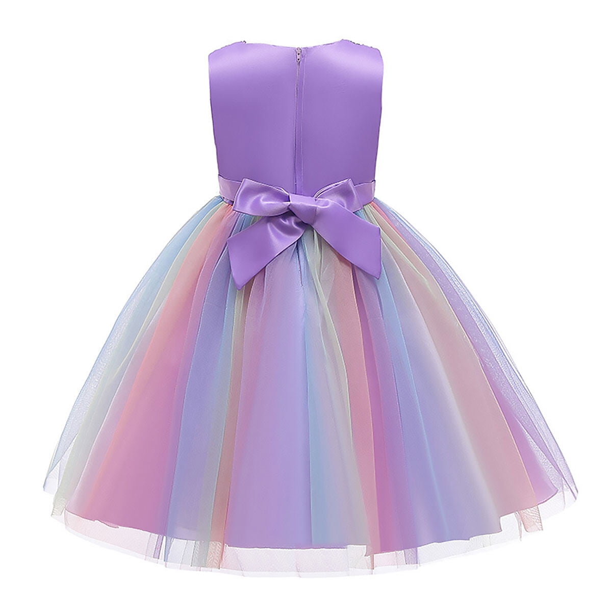 Paillettenkleid für Blumenmädchen zum Ostern – Regenbogen-Tutu-Prinzessinnen-Geburtstagsparty und Festzugskleid für Mädchen im Alter von 3–9 Jahren