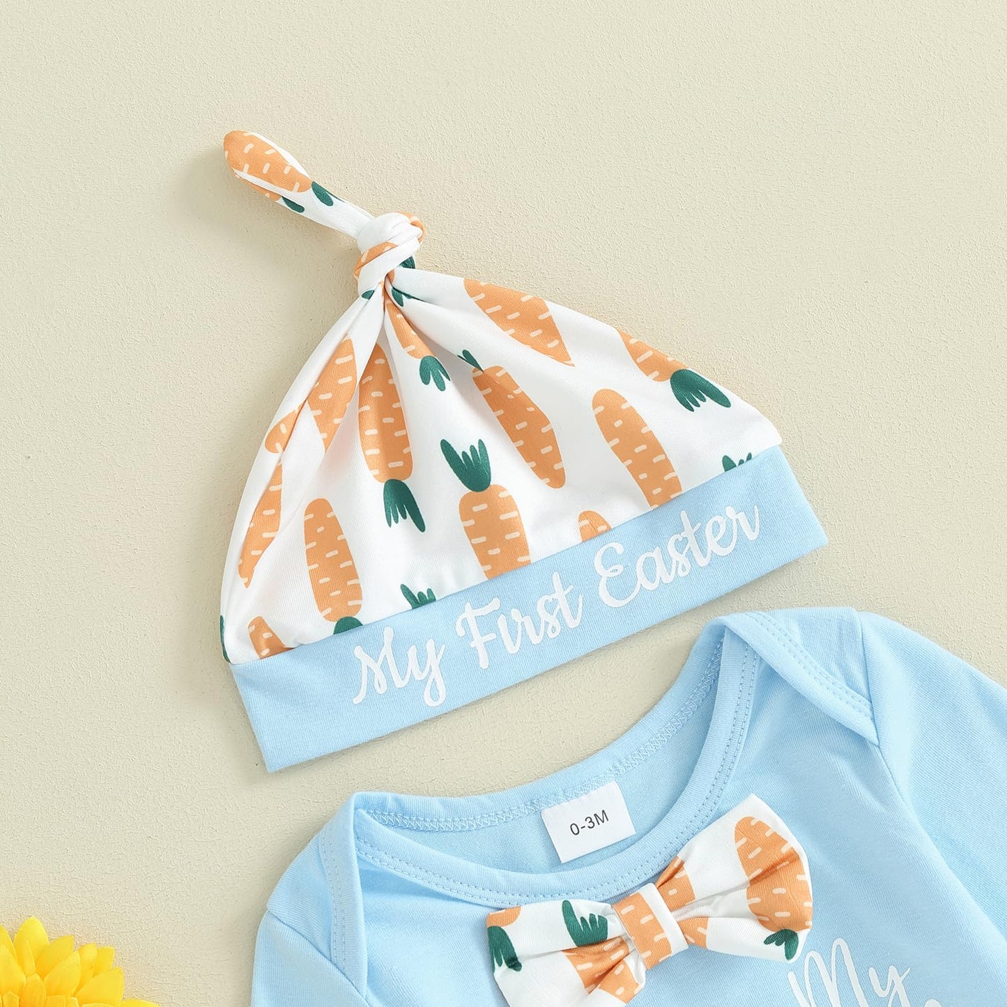 Bestseller: Oster-Outfit für Neugeborene – 3-teiliges Coming-Home-Set: Strampler, Hose und Mütze