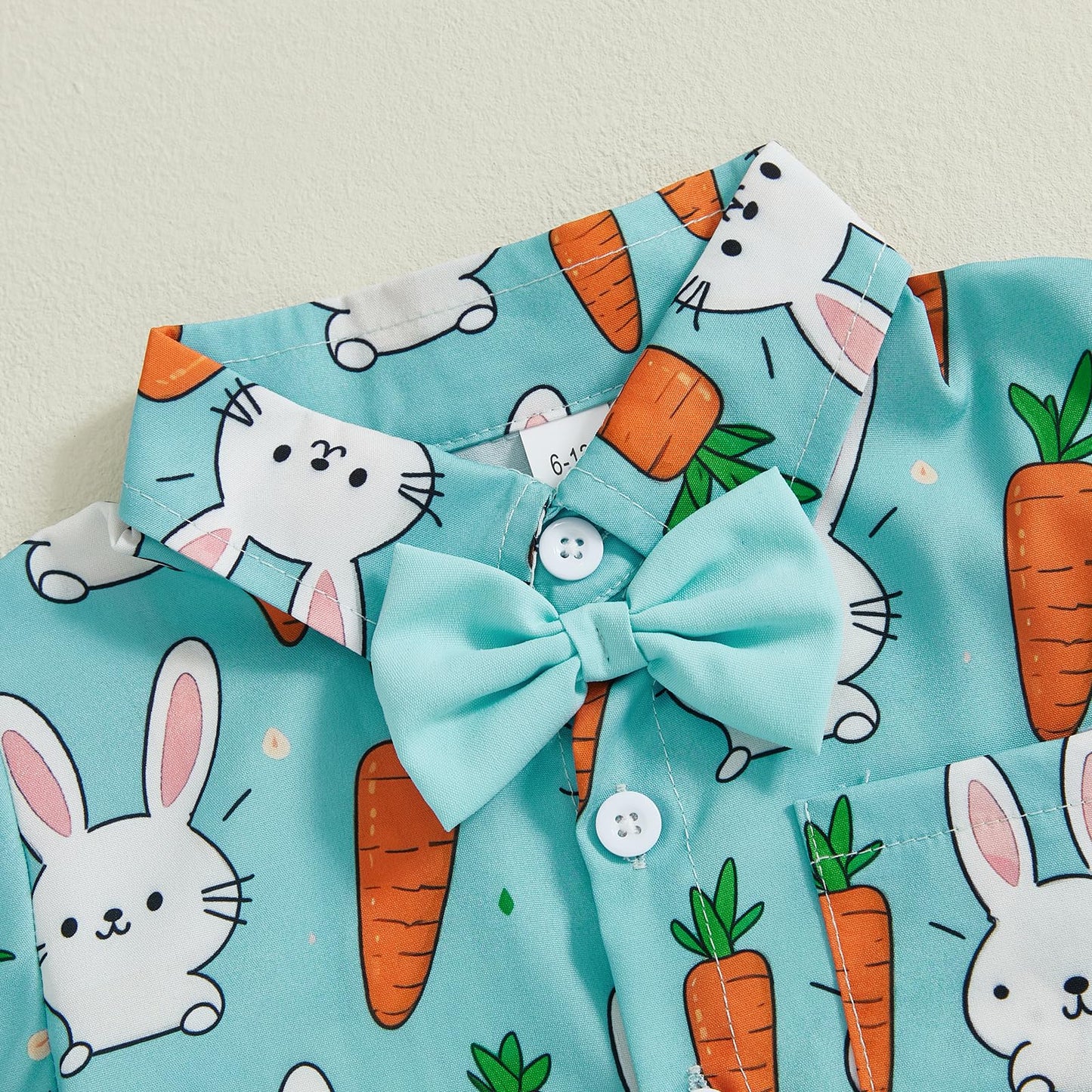 Baby Junge Ostern Outfit Bunny Print Kurzarm Button-up Fliege Hemd Shorts Set Kleinkind Junge Sommer Kleidung