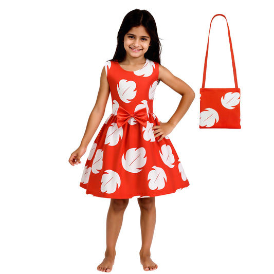 Hawaiian Little Girls Costume Dress with Bag Toddler Halloween Party Cosplay Outfit