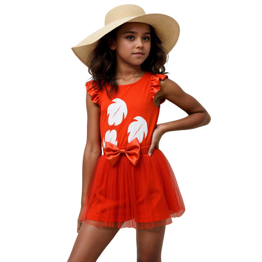 Summer Hawaiian Red Tutu Dress for Girls T-Shirt and Skirt with Bag Birthday Party Gifts