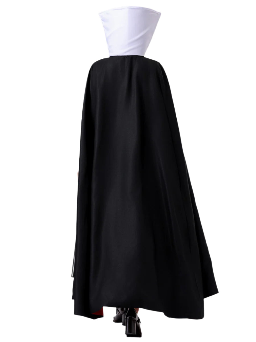 Women Queen Costume Purple Dress with Black Cape and Crown Full Set for Themed Party