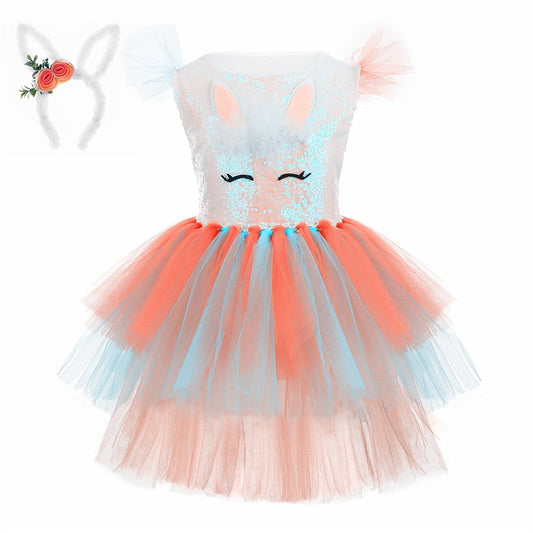 Osterhasenkostüm für Mädchen – Tüllkleid mit Hasenohren-Stirnband