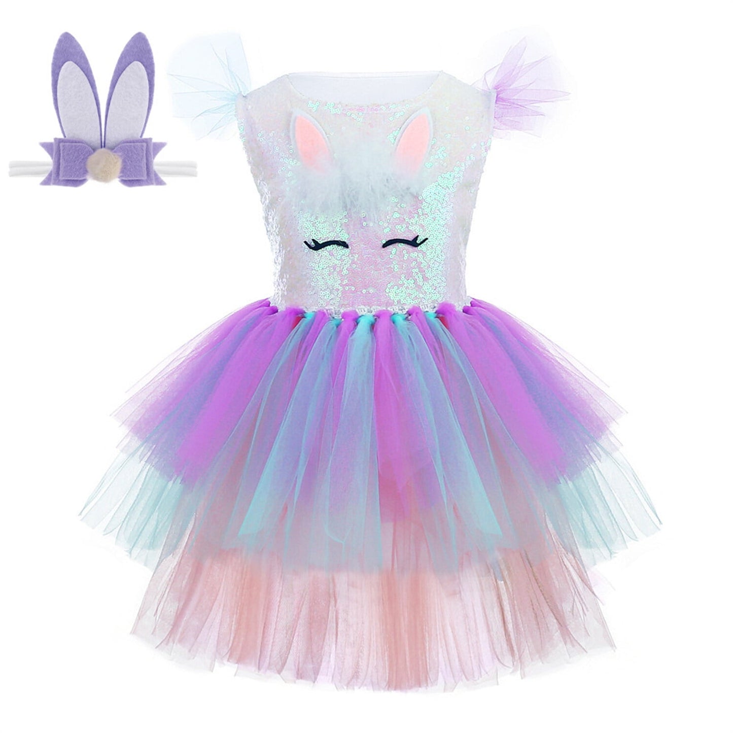 Osterhasenkostüm für Mädchen – Tüllkleid mit Hasenohren-Stirnband