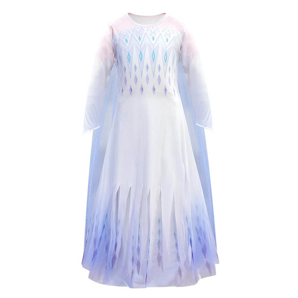 Kids Elsa Princess Costume Snow Girls Dress With Crown Scepter Wig Cosplay Accessories
