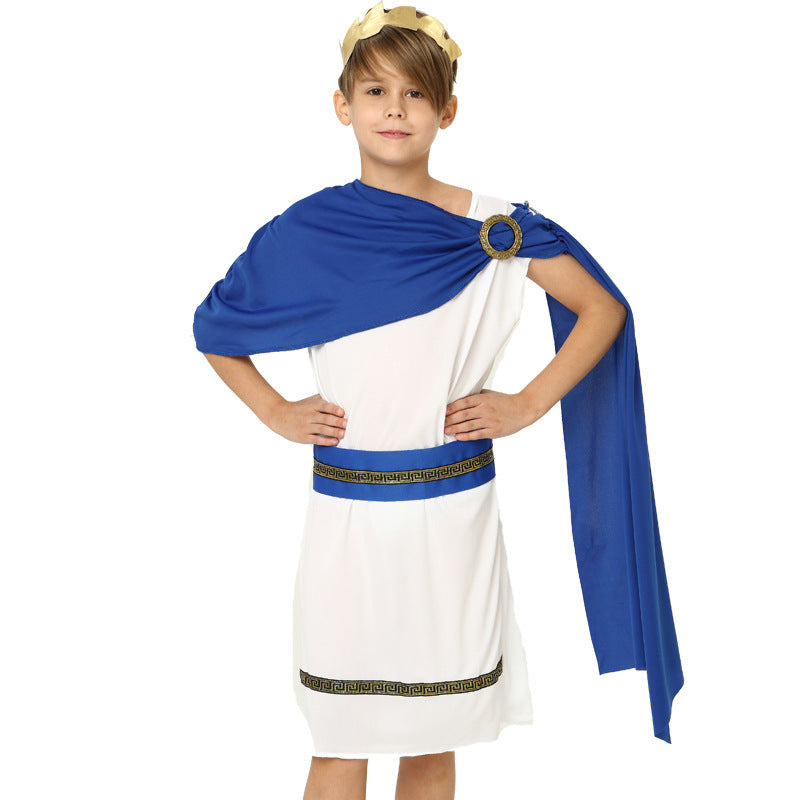Griechisches Toga-Kostüm für Jungen, für Kinder, Party, Halloween, Cosplay, Outfit-Set
